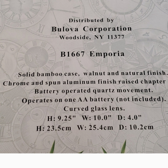 Bulova Emporia Tabletop Clock, Walnut and Natural Finish - Picture 3 of 3